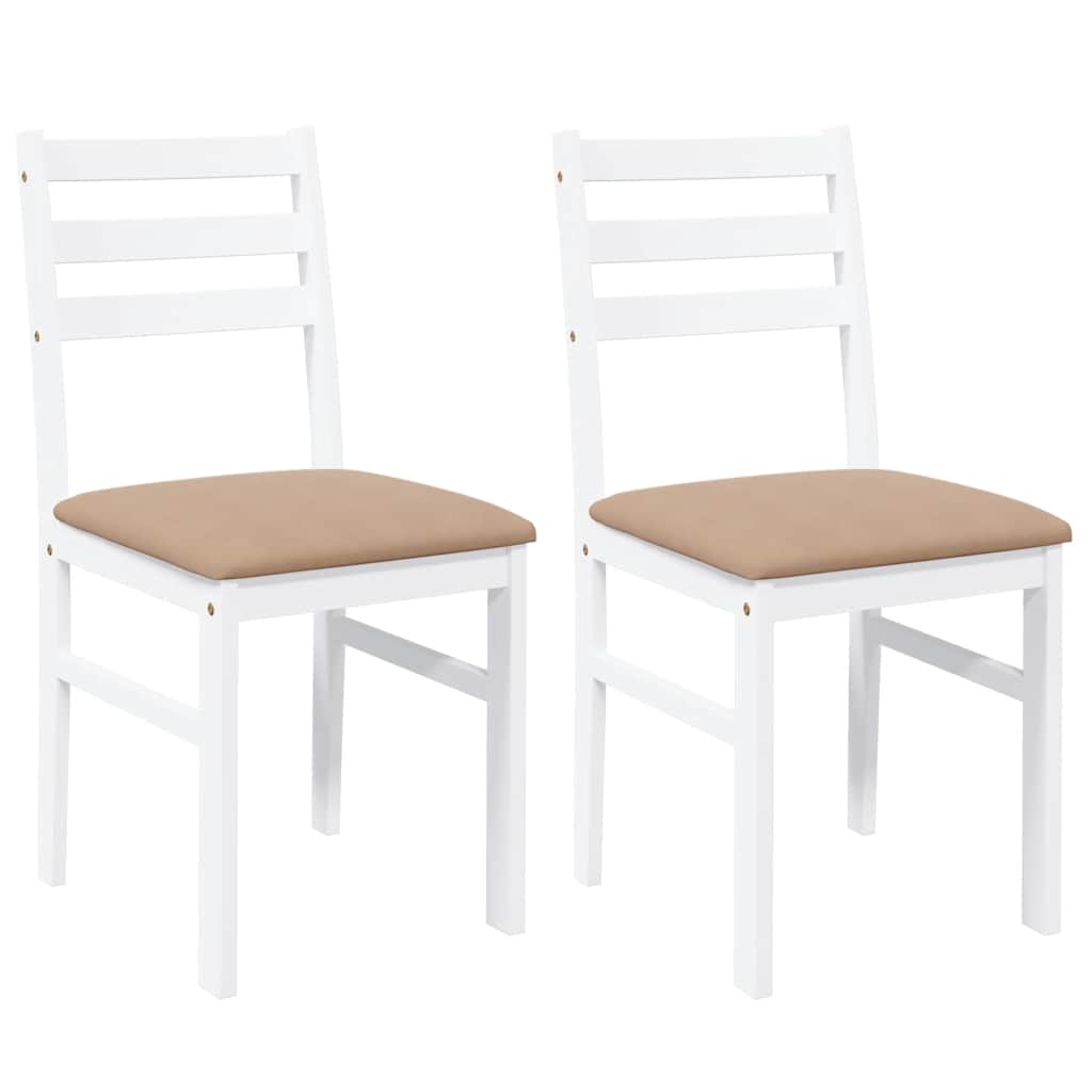 Vidaxl eetkamerstoelen met kussens 2 st massief hout rubber wit