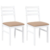 Vidaxl eetkamerstoelen met kussens 2 st massief hout rubber wit