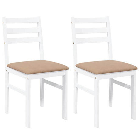 Vidaxl eetkamerstoelen met kussens 2 st massief hout rubber wit