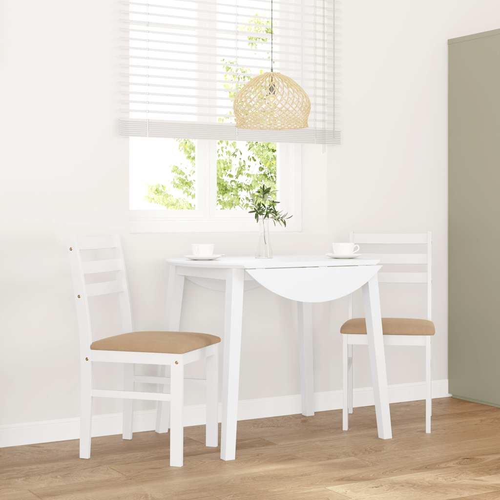 Vidaxl eetkamerstoelen met kussens 2 st massief hout rubber wit
