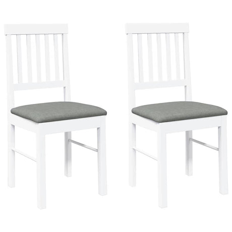 Vidaxl eetkamerstoelen met kussens 2 st massief hout rubber wit