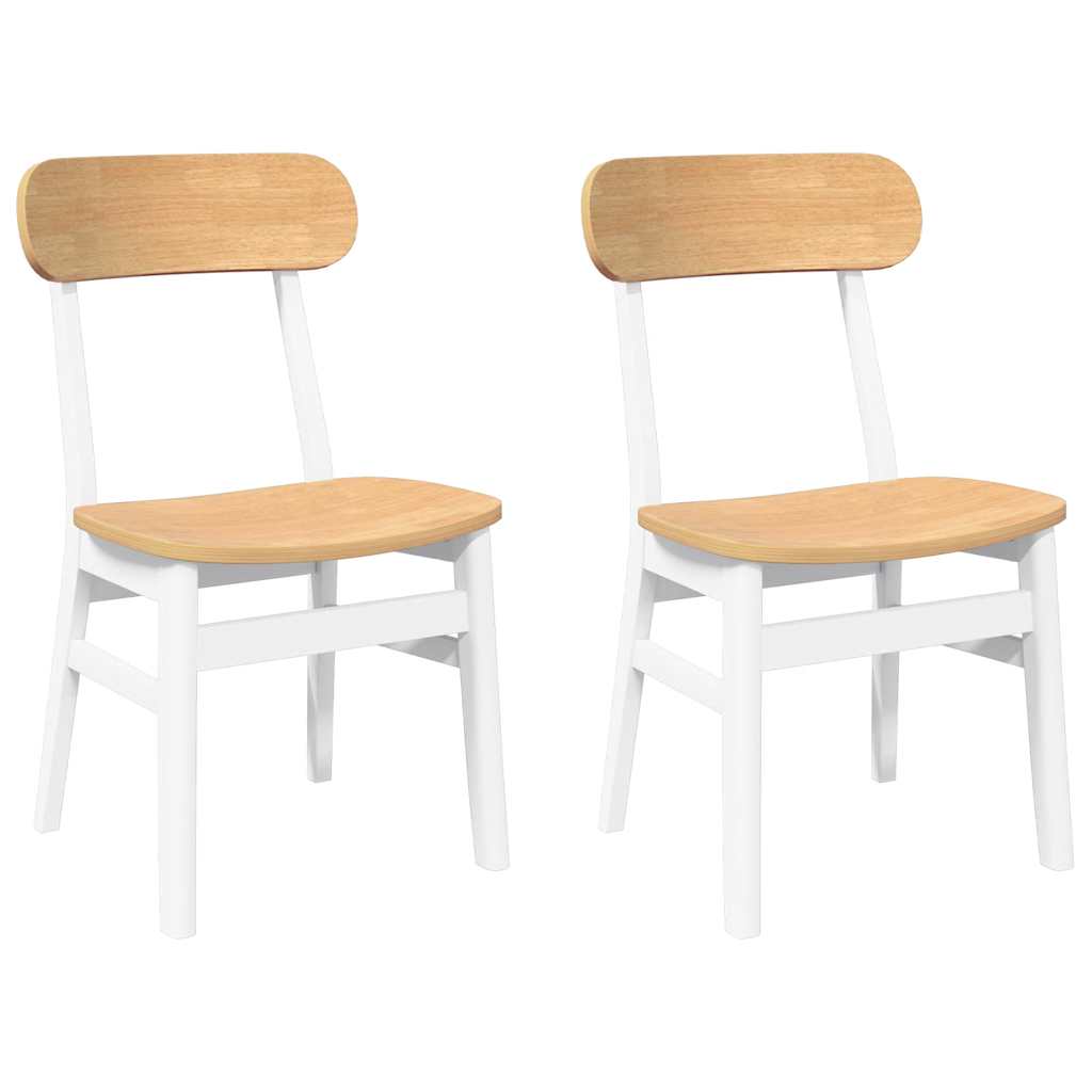 Vidaxl eetkamerstoelen 2 st massief hout rubber wit
