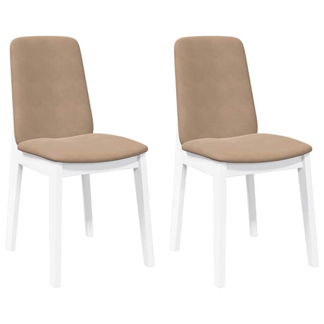 Vidaxl eetkamerstoelen met kussens 2 st massief hout rubber wit