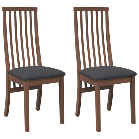 Vidaxl eetkamerstoelen met kussens 2 st massief hout rubber bruin