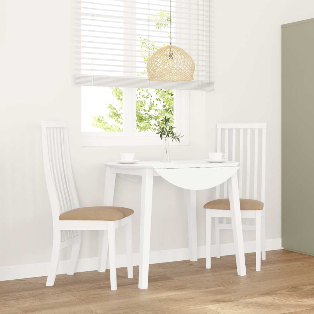 Vidaxl eetkamerstoelen met kussens 2 st massief hout rubber wit