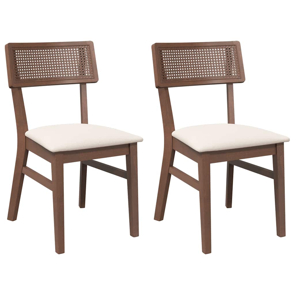 Vidaxl eetkamerstoelen met kussens 2 st massief hout rubber bruin