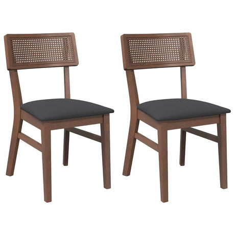 Vidaxl eetkamerstoelen met kussens 2 st massief hout rubber bruin