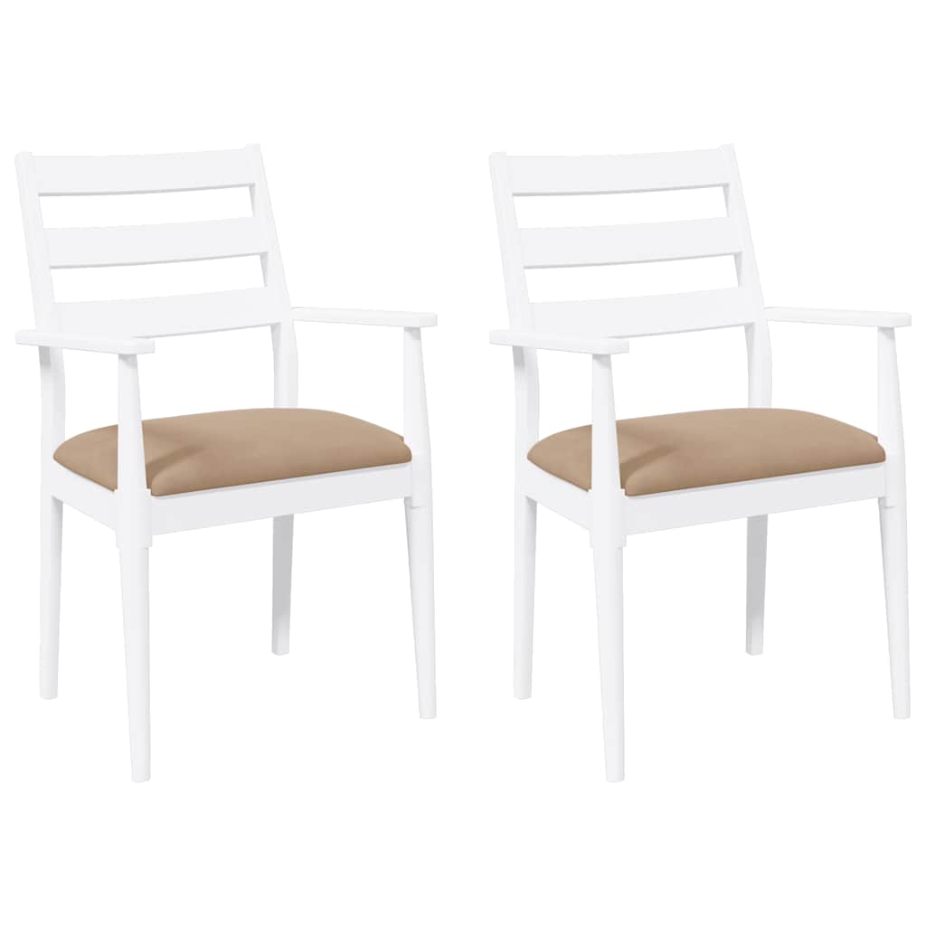 Vidaxl eetkamerstoelen met kussens 2 stuks wit massief hout rubber