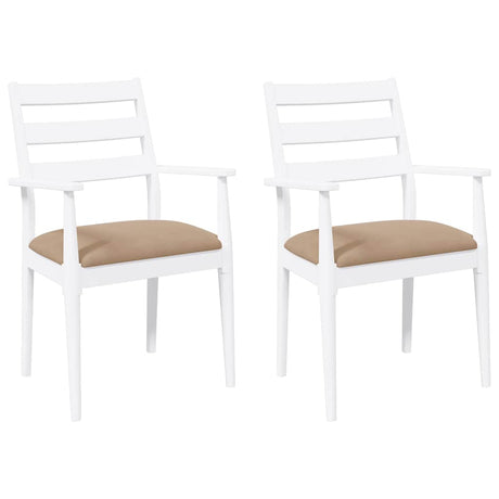 Vidaxl eetkamerstoelen met kussens 2 stuks wit massief hout rubber