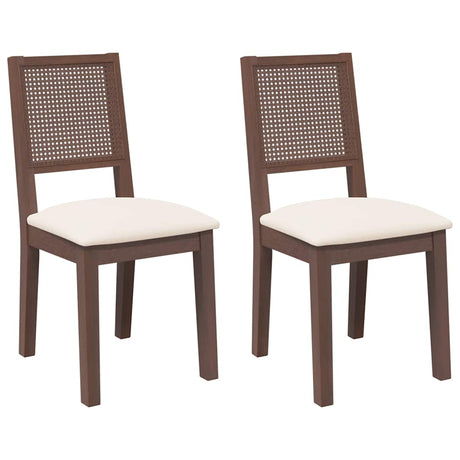 Vidaxl eetkamerstoelen met kussens 2 st massief hout rubber bruin