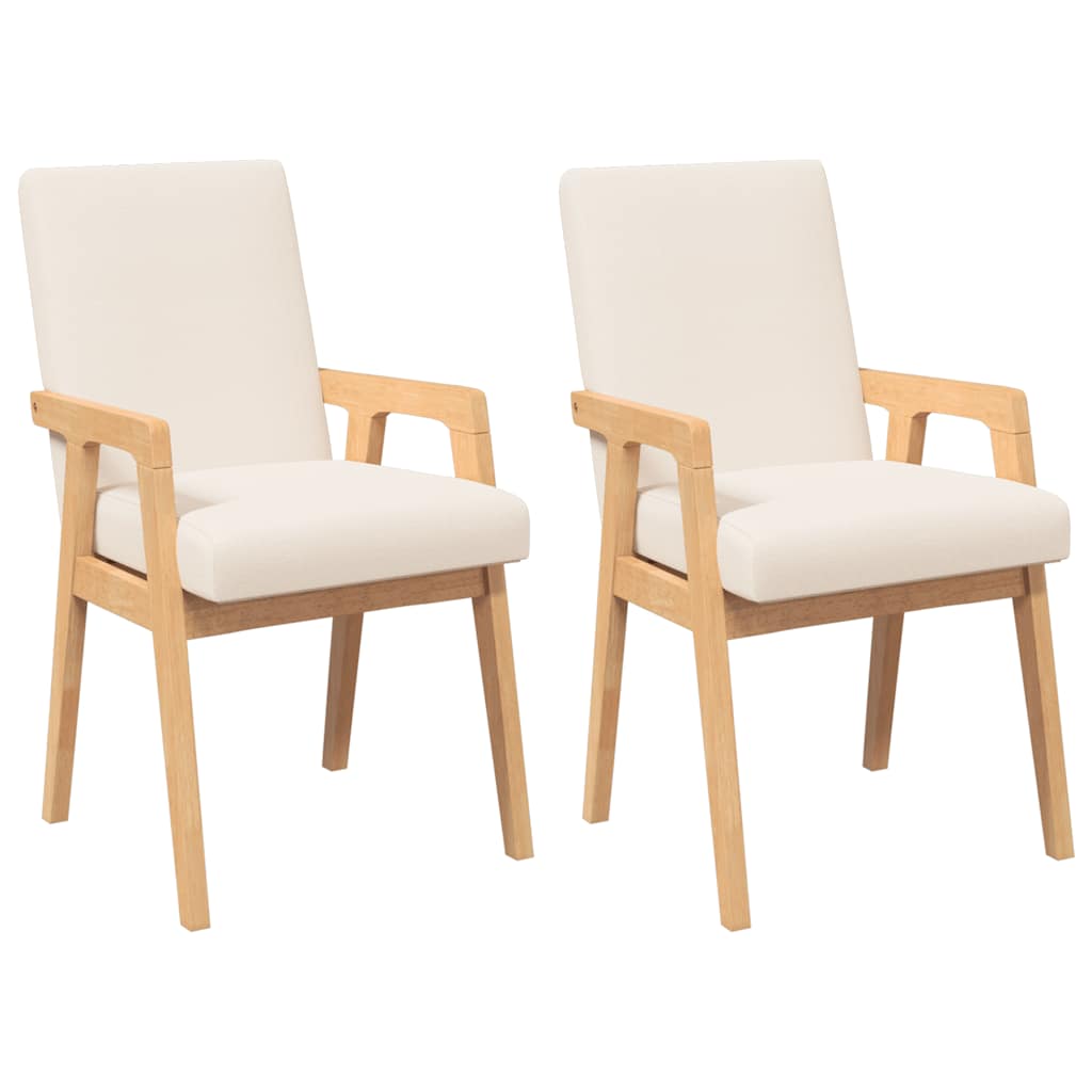 Vidaxl eetkamerstoelen met kussens 2 stuks massief hout rubber