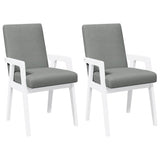 Vidaxl eetkamerstoelen met kussens 2 stuks wit massief hout rubber