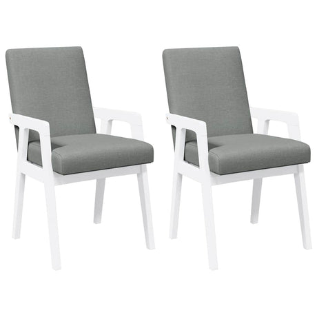 Vidaxl eetkamerstoelen met kussens 2 stuks wit massief hout rubber