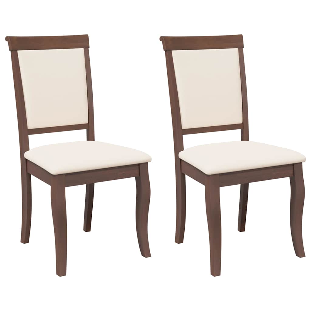 Vidaxl eetkamerstoelen met kussens 2 st massief hout rubber bruin