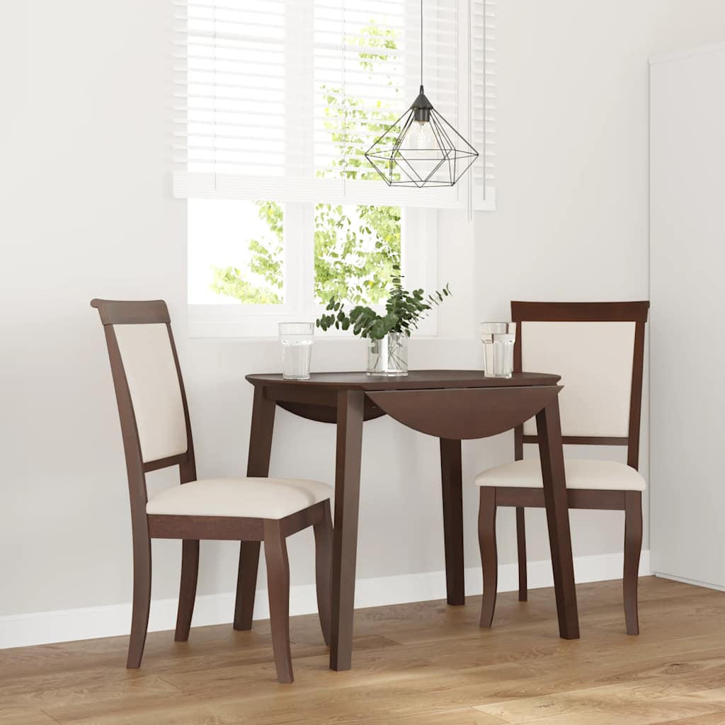 Vidaxl eetkamerstoelen met kussens 2 st massief hout rubber bruin