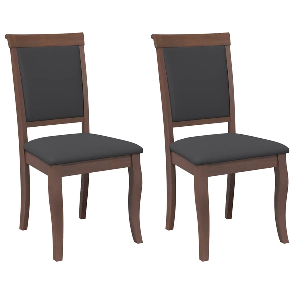 Vidaxl eetkamerstoelen met kussens 2 st massief hout rubber bruin