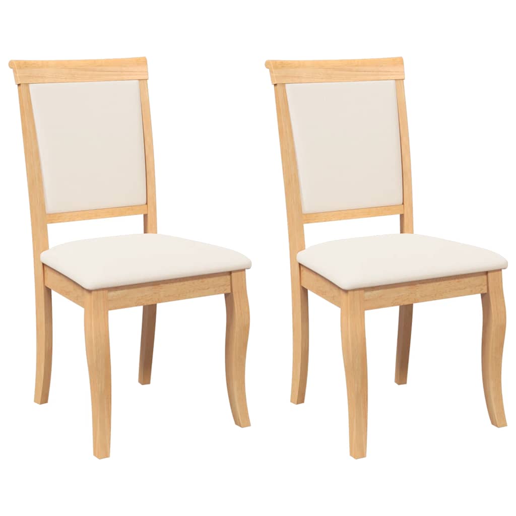 Vidaxl eetkamerstoelen met kussens 2 st massief hout naturel rubber
