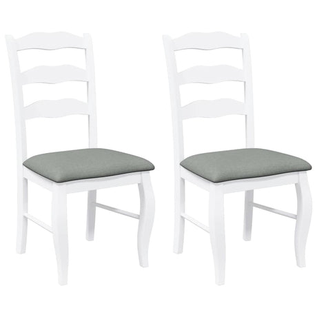 Vidaxl eetkamerstoelen met kussens 2 stuks wit massief hout rubber