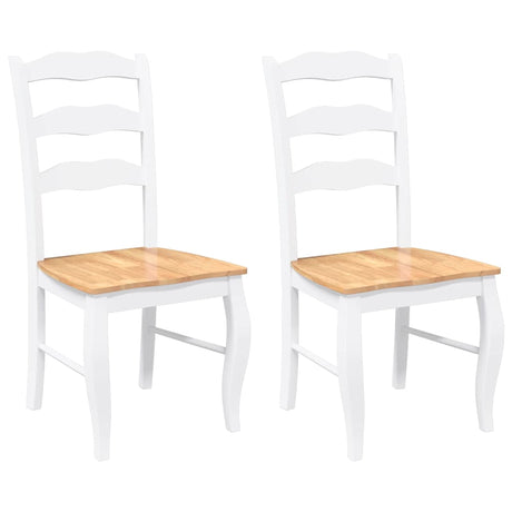 Vidaxl eetkamerstoelen 2 stuks wit massief hout rubber