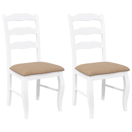 Vidaxl eetkamerstoelen met kussens 2 stuks wit massief hout rubber