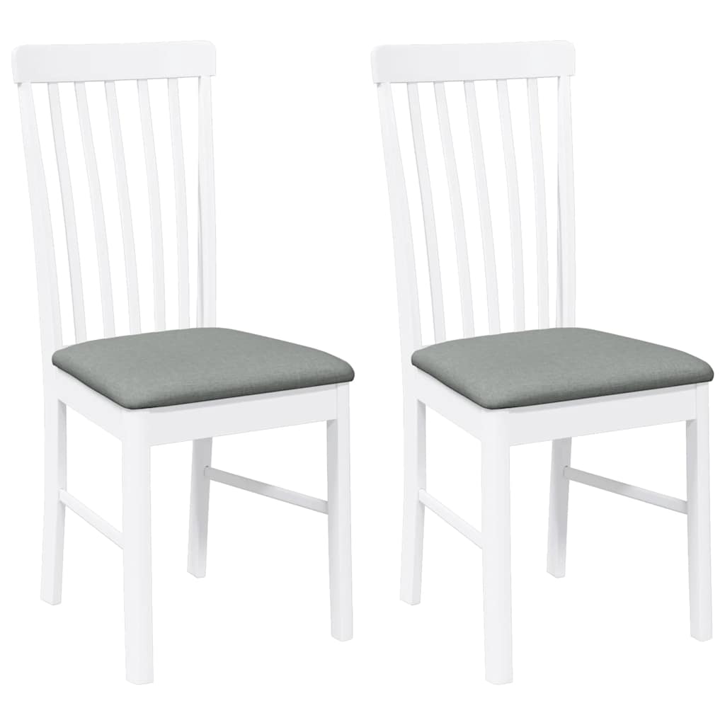 Vidaxl eetkamerstoelen met kussens 2 st massief hout rubber wit