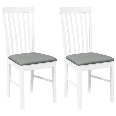 Vidaxl eetkamerstoelen met kussens 2 st massief hout rubber wit