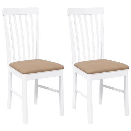Vidaxl eetkamerstoelen met kussens 2 st massief hout rubber wit