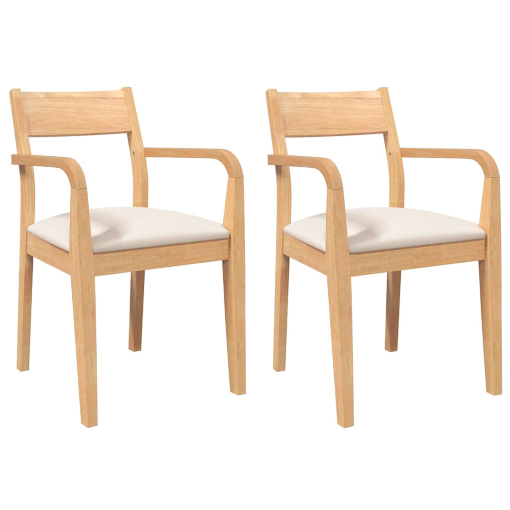 Vidaxl eetkamerstoelen met kussens 2 st massief hout naturel rubber