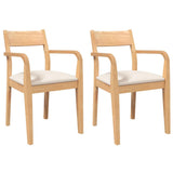 Vidaxl eetkamerstoelen met kussens 2 st massief hout naturel rubber