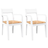 Vidaxl eetkamerstoelen 2 st massief hout rubber wit