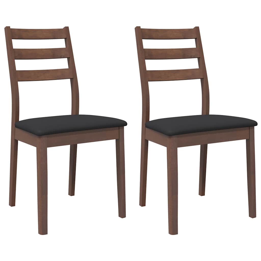 Vidaxl eetkamerstoelen met kussens 2 st massief hout rubber bruin