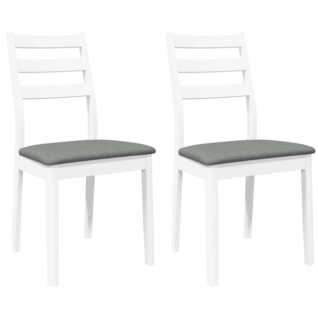 Vidaxl eetkamerstoelen met kussens 2 st massief hout rubber wit