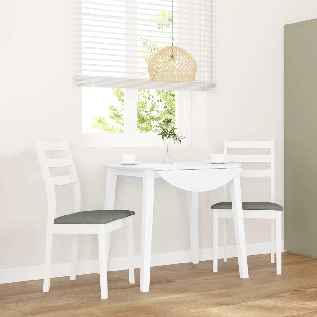 Vidaxl eetkamerstoelen met kussens 2 st massief hout rubber wit