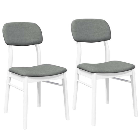 Vidaxl eetkamerstoelen met kussens 2 st massief hout rubber wit