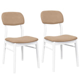 Vidaxl eetkamerstoelen met kussens 2 st massief hout rubber wit