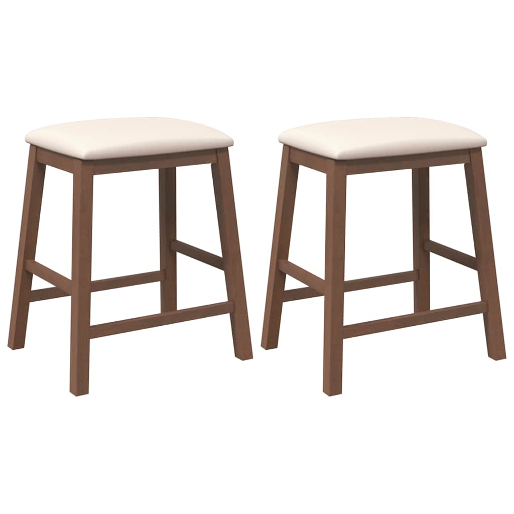 Vidaxl barstoelen met kussens 2 st massief hout rubber bruin