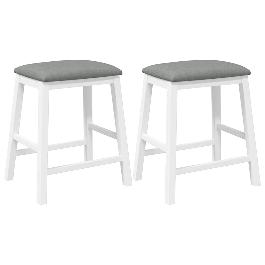 Vidaxl barstoelen met kussens 2 st massief hout rubber wit