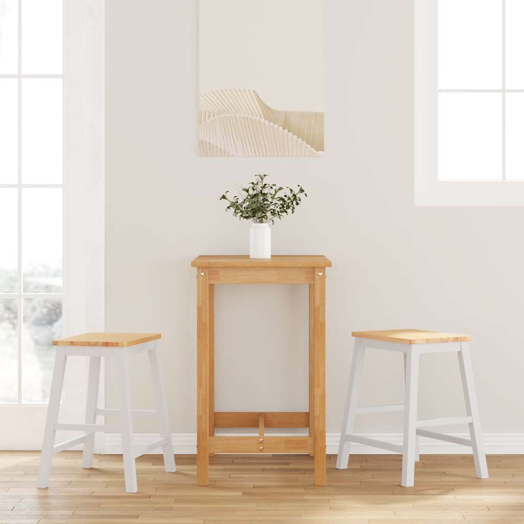 Vidaxl barstoelen 2 st massief hout wit