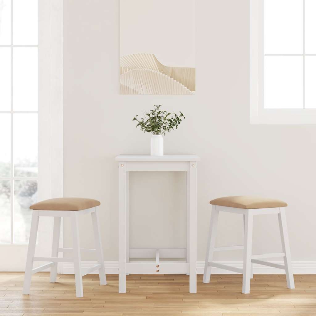 Vidaxl barstoelen met kussens 2 st massief hout rubber wit