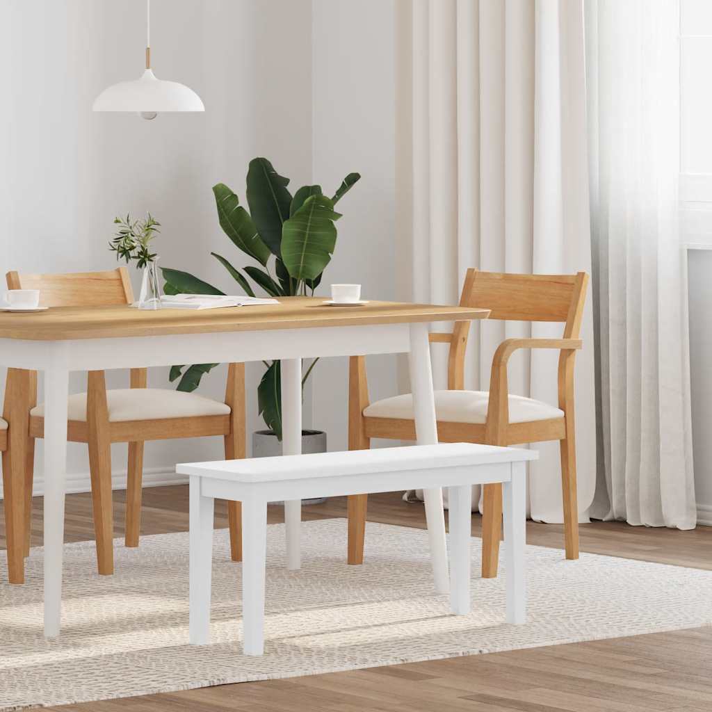 Vidaxl bank 90 cm massief hout rubber wit