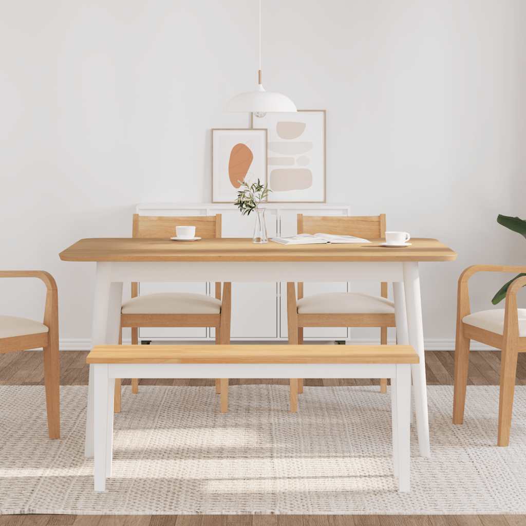 Vidaxl bank 110 cm massief hout wit rubber