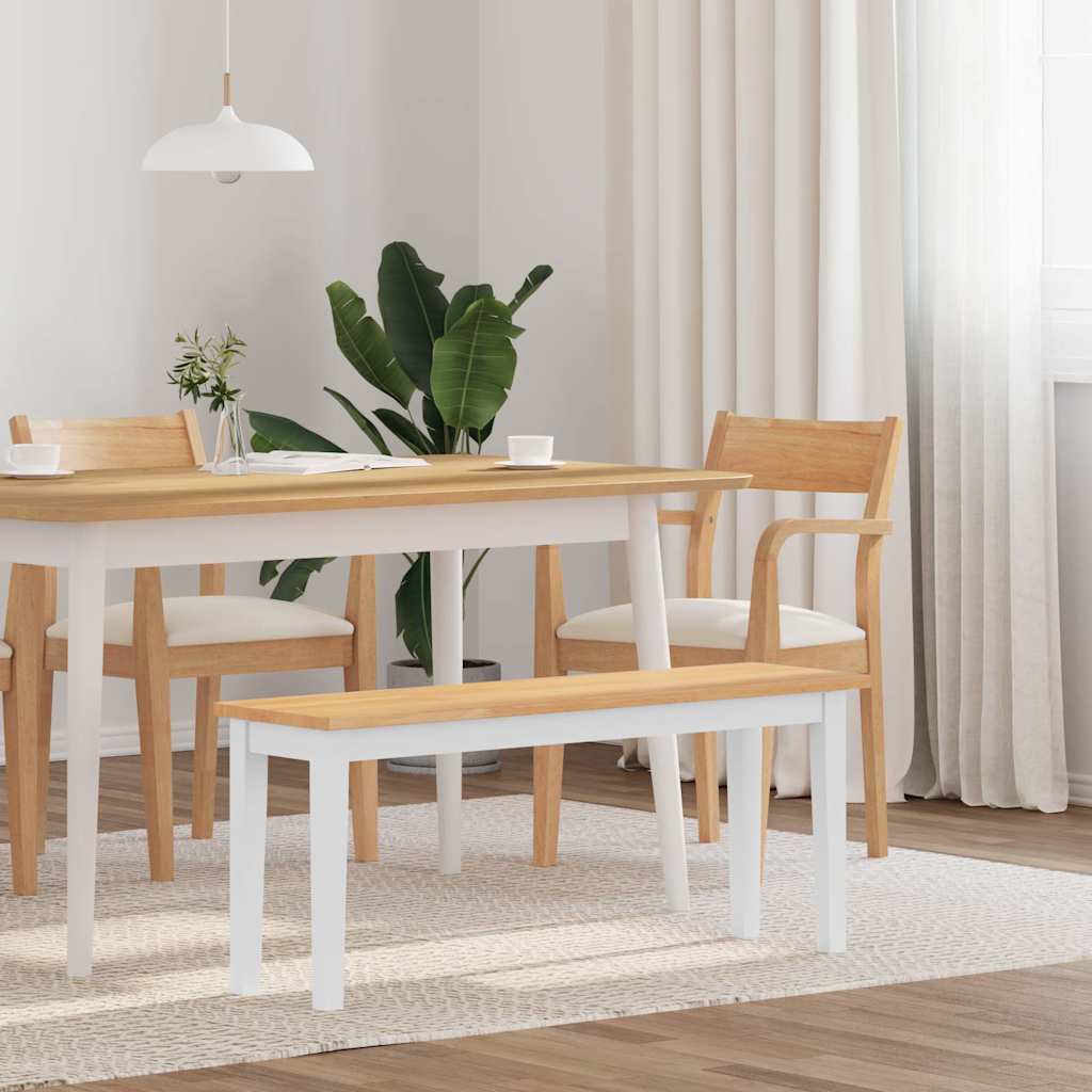 Vidaxl bank 110 cm massief hout wit rubber