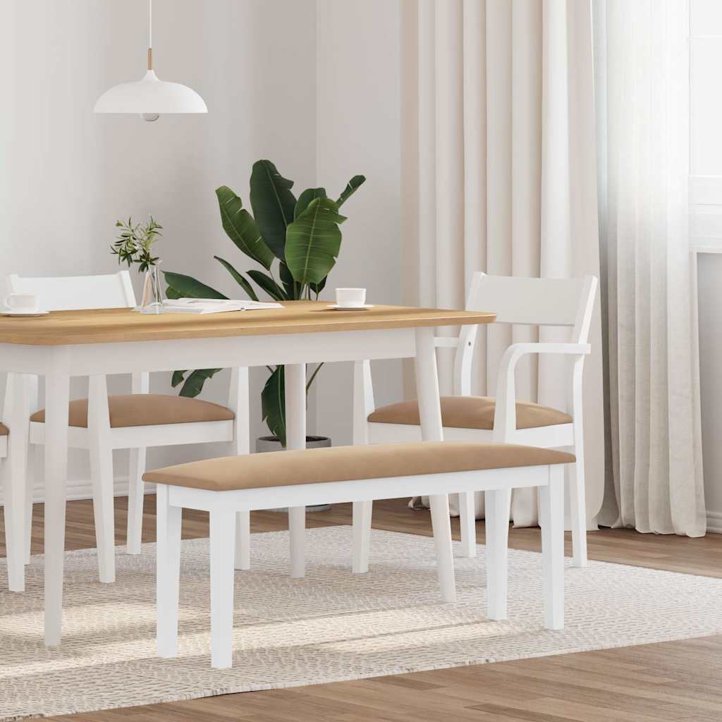 Vidaxl bank 110 cm massief hout wit rubber