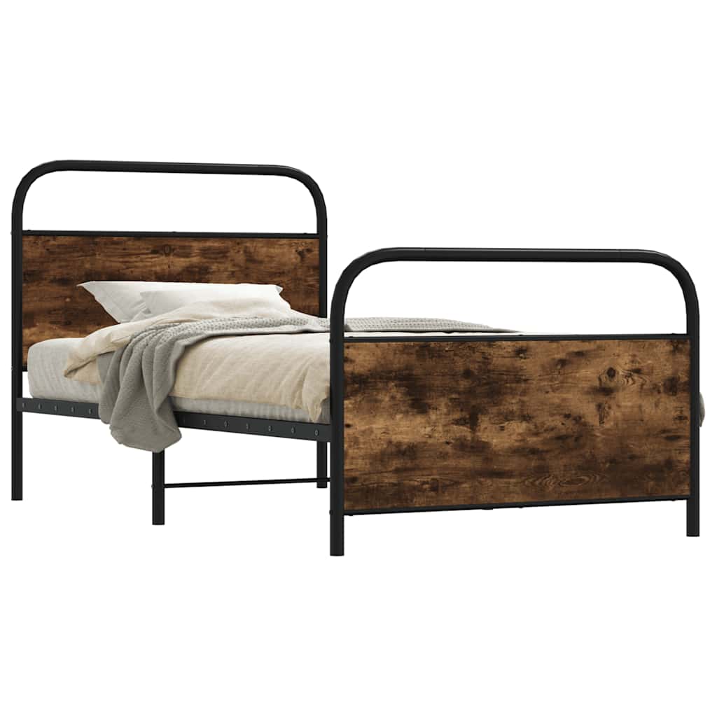 Vidaxl bedframe zonder matras bewerkt hout gerookt eiken 100x190 cm