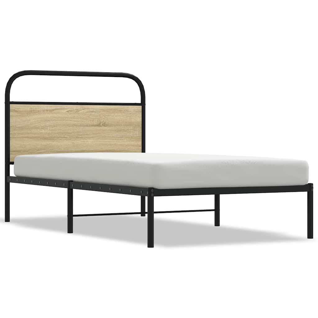 Vidaxl bedframe zonder matras bewerkt hout sonoma eikenkleur 107x203cm