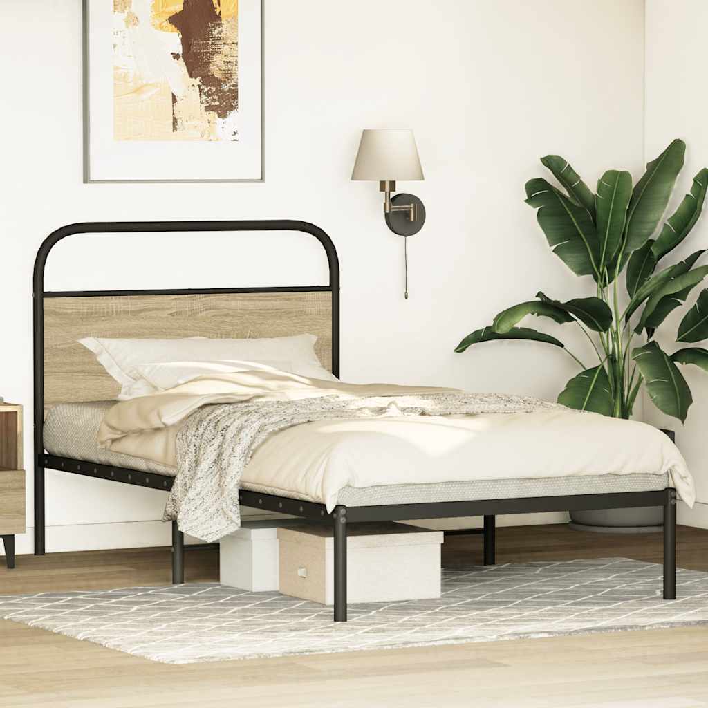 Vidaxl bedframe zonder matras bewerkt hout sonoma eikenkleur 107x203cm