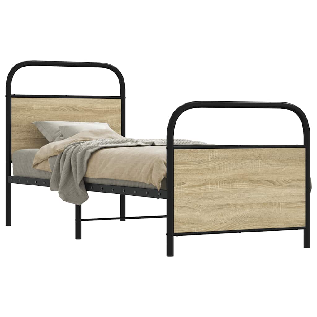 Vidaxl bedframe zonder matras bewerkt hout sonoma eikenkleur 75x190 cm