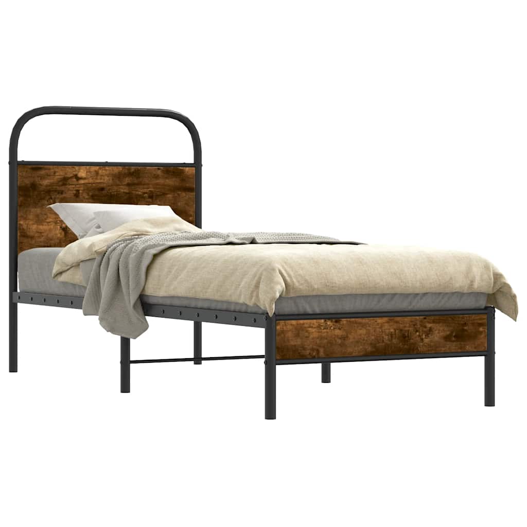 Vidaxl bedframe zonder matras bewerkt hout gerookt eiken 80x200 cm