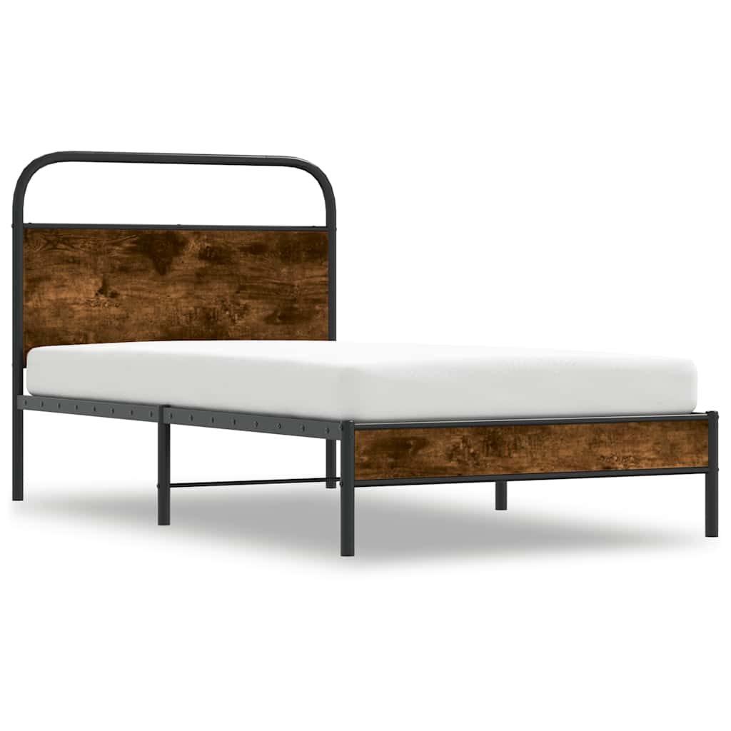 Vidaxl bedframe zonder matras bewerkt hout gerookt eiken 107x203 cm