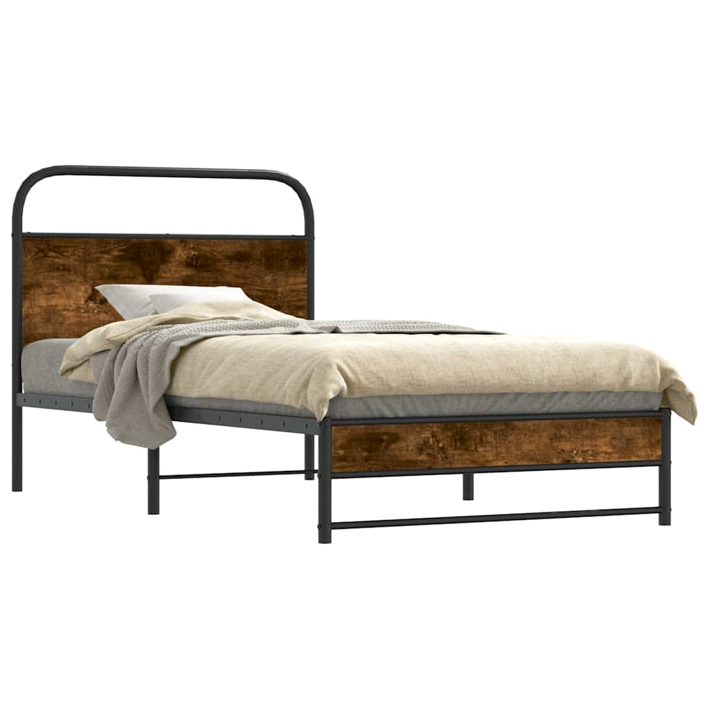 Vidaxl bedframe zonder matras bewerkt hout gerookt eiken 90x190 cm